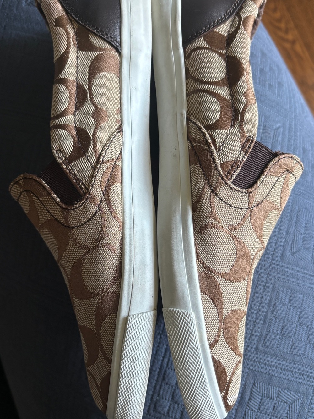 Coach Women’s Signature Canvas Slip-On Sneakers in Brown